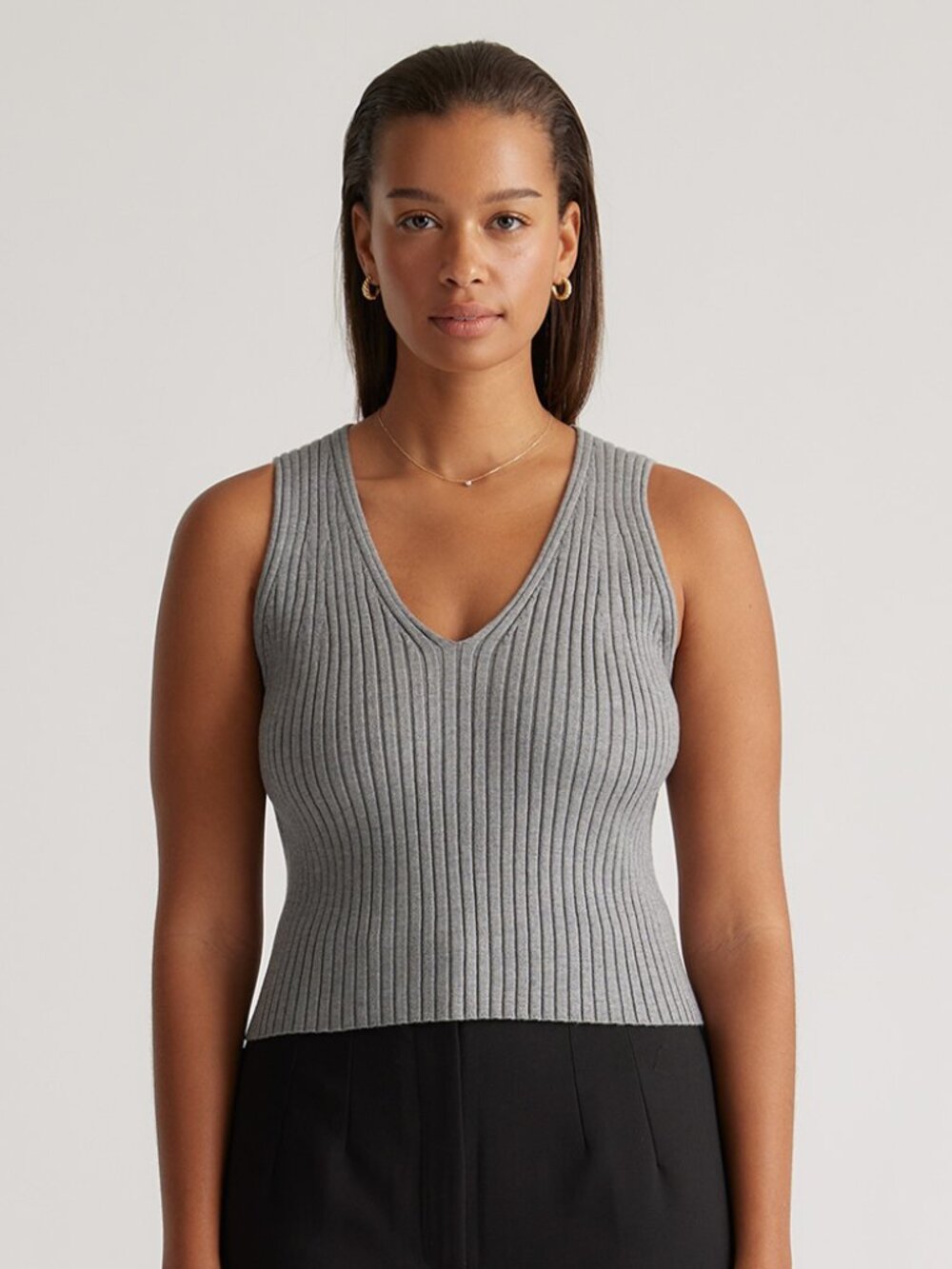Quince Eco-Knit Cropped Sweater Tank Top - Warm Taupe / Large - Picture 7 of 7